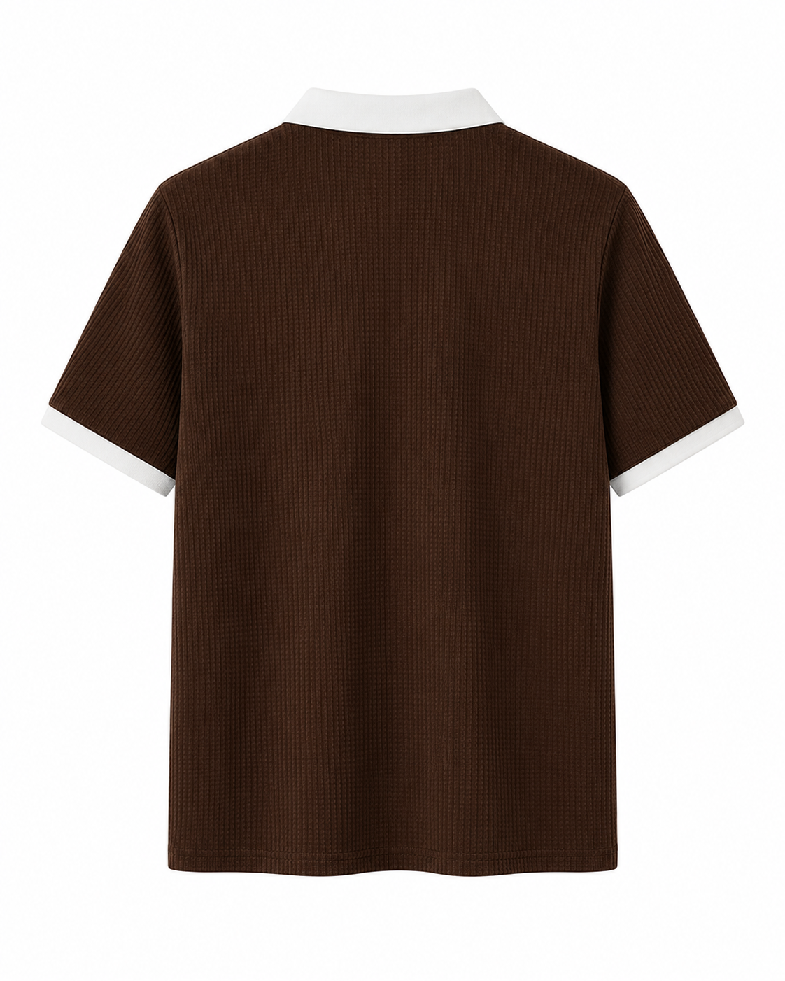 Happy Young Apparel Men's Premium Brown Textured Quarter Zip Polo Shirt