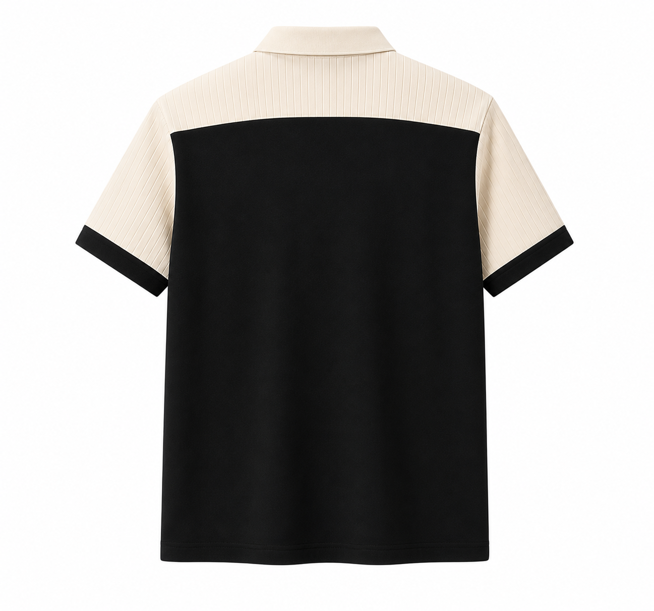 Happy Young Apparel Men's Premium Black & Beige Quarter Zip Polo Shirt