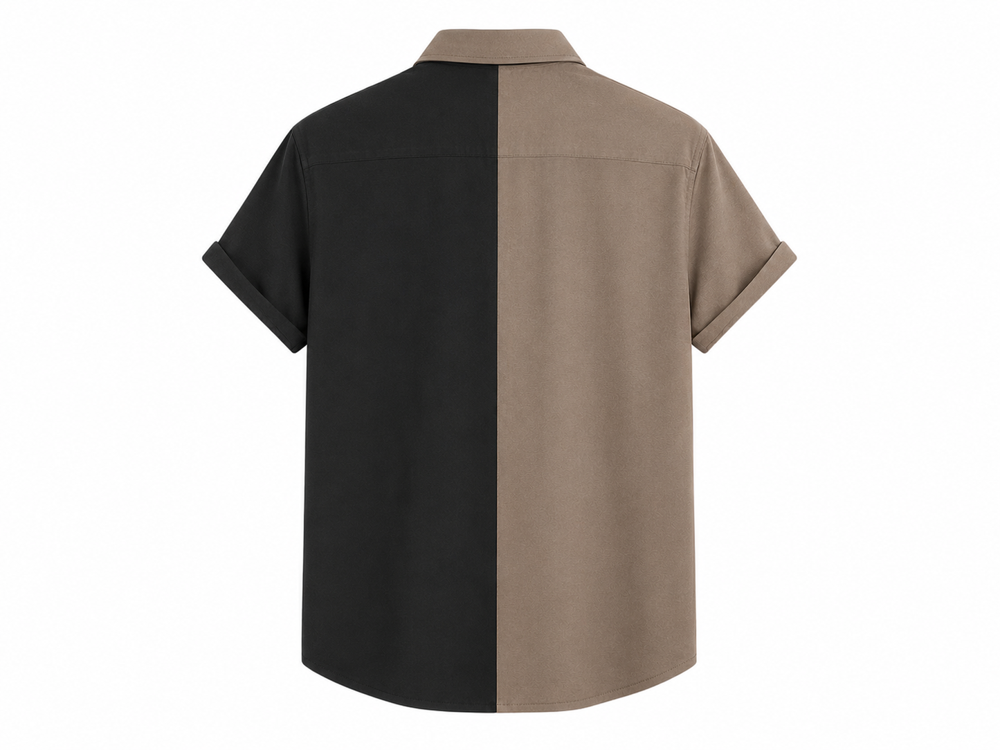 Happy Young Apparel Men's Premium Black & Khaki Color Block Casual Button-Up Shirt
