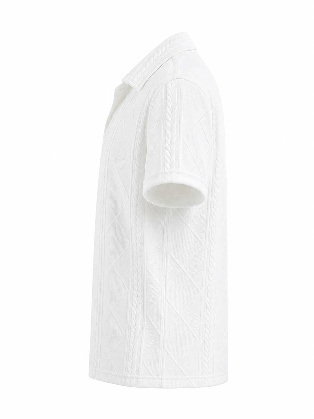 Happy Young Apparel Men's Premium White Textured Knit Polo Shirt