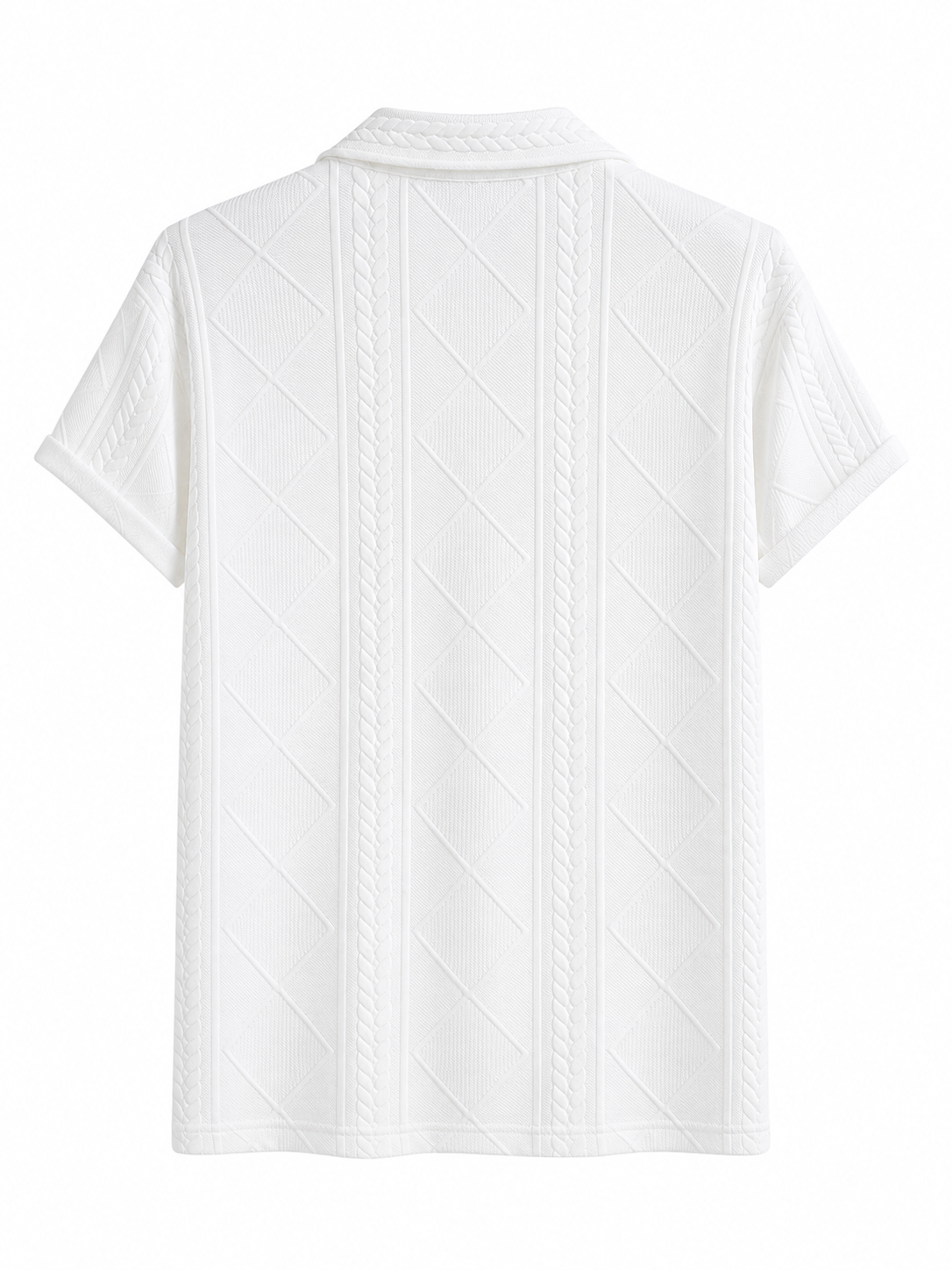 Happy Young Apparel Men's Premium White Textured Knit Polo Shirt